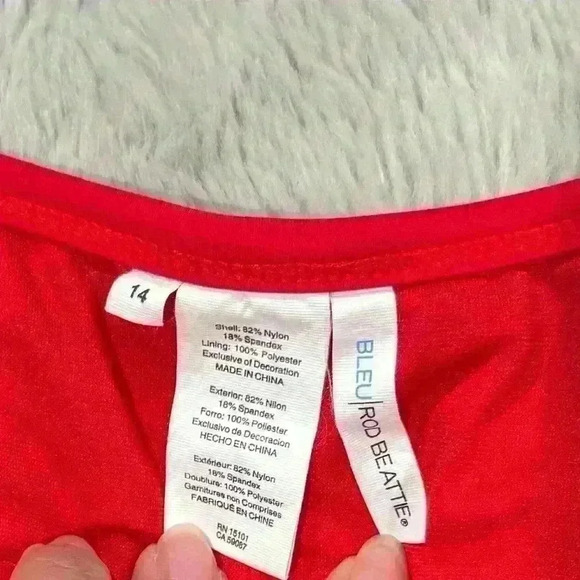 Bleu Rod Beattie Behind the Seams Cap Sleeve swim Top red size 14 pool beach - Picture 8 of 10